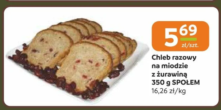 Chleb razowy na miodzie z żurawiną Społem promocja w Społem Częstochowa