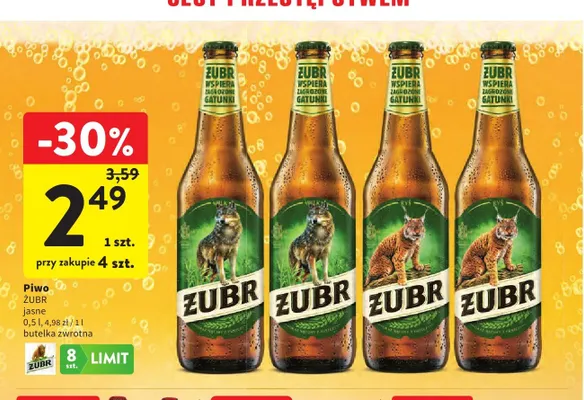Piwo Żubr jasne promocja w Intermarche