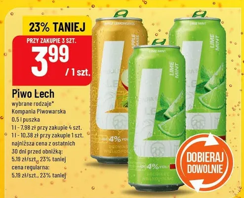Piwo Lech wybrane rodzaje promocja w POLOmarket