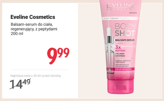 Balsam-serum do ciała regenerujący z peptydami Eveline Cosmetics promocja w Rossmann