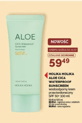 Krem przeciwsłoneczny Holika Holika Aloe Cica Waterproof Sunscreen wodoodporny SPF 50+ promocja w Ziko Dermo