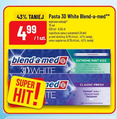 Pasta do zębów Blend-a-med 3D White Classic Fresh promocja w POLOmarket