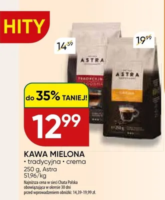 Kawa mielona Astra Crema promocja w Chata Polska