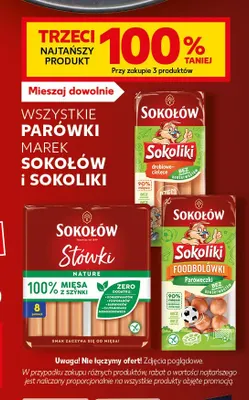 Parówki Stówki Nature z szynki Sokołów promocja w Kaufland