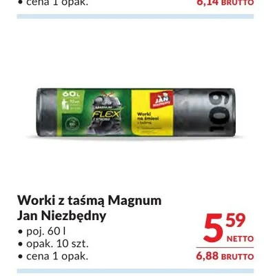 Worki z taśmą Magnum Jan Niezbędny 60 l promocja w Makro
