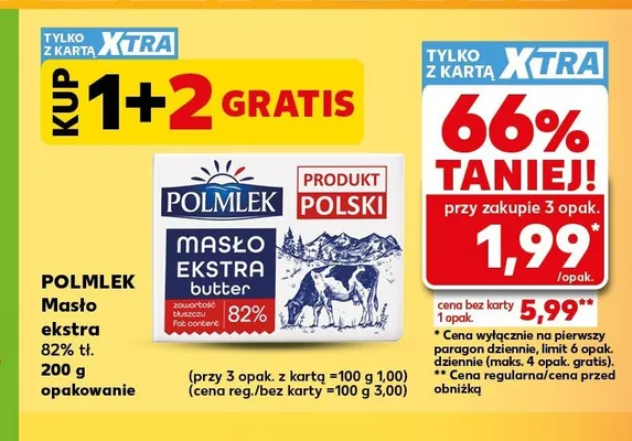 Masło ekstra 82% tł. Polmlek promocja w Kaufland