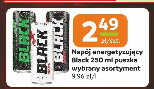 Napój energetyzujący Black 250ml puszka promocja w Społem Częstochowa