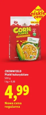 Płatki kukurydziane Crownfield promocja w Lidl