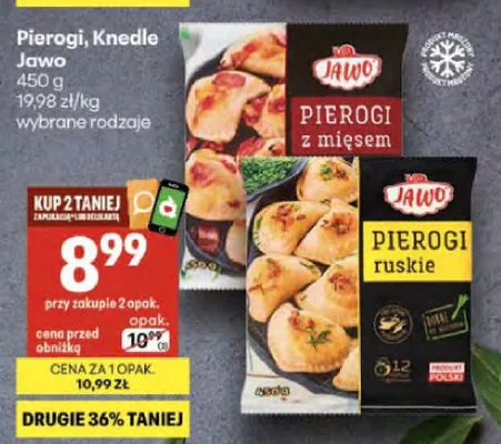 Pierogi ruskie Jawo promocja w Delikatesy Centrum