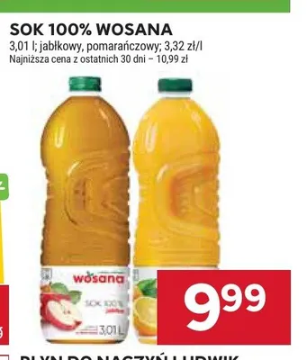 Sok 100% pomarańczowy Wosana promocja w Stokrotka