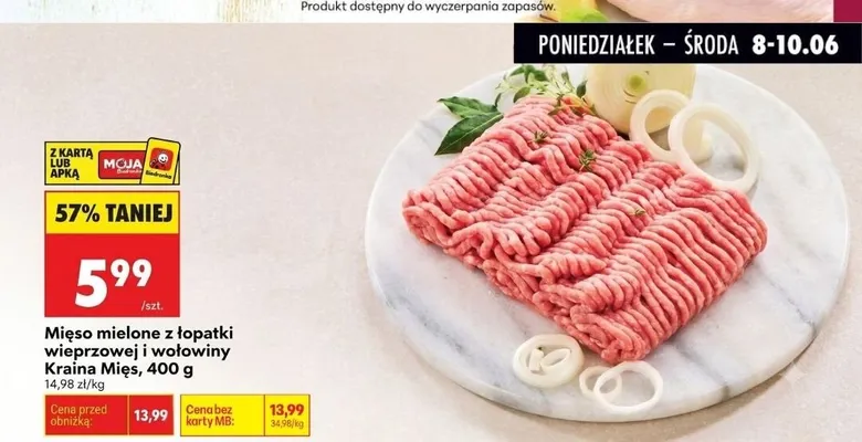 Mięso mielone z łopatki wieprzowej i wołowiny Kraina Mięs promocja w Biedronka
