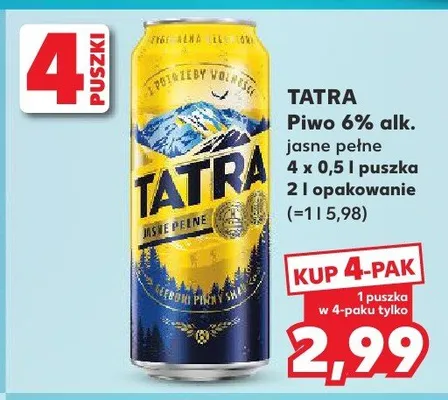 Piwo Tatra 6% alk. jasne pełne promocja w Kaufland