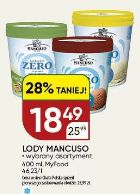 Lody Mancuso Gelato Zero promocja w Chata Polska