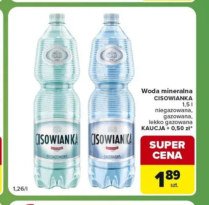 Woda mineralna Cisowianka gazowana promocja w Carrefour Express