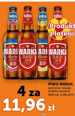 Piwo bezalkoholowe Warka Radler 0,0% Grejpfrut z Pomarańczą promocja w Groszek