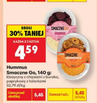 Hummus Smaczne Go klasyczny z chipsami z buraka promocja w Biedronka