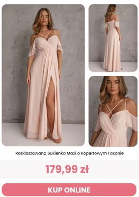Sukienka damska rozkloszowana maxi o kopertowym fasonie Renee promocja w Renee
