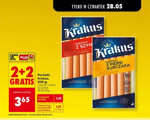 Parówki z piersi kurczaka Krakus promocja w Biedronka