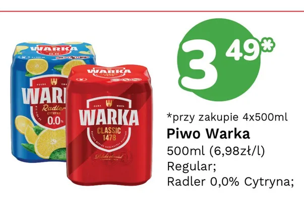 Piwo Warka Regular promocja w Limonka