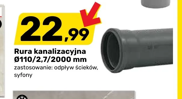 Rura kanalizacyjna Ø110/2,7/2000 mm promocja w Bricomarche