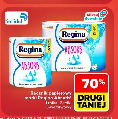 Ręcznik papierowy 3-warstwowy Regina Absorb 1 rolka promocja w Carrefour
