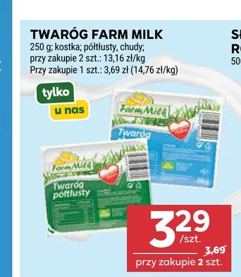 Twaróg półtłusty Farm Milk promocja w Stokrotka