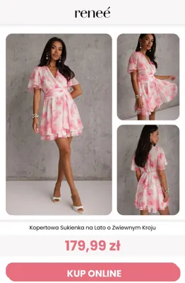 Kopertowa Sukienka na Lato o Zwiewnym Kroju reneé promocja w Renee