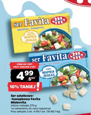 Ser sałatkowo-kanapkowy Favita Mlekovita promocja w Netto