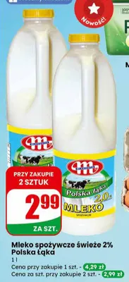 Mleko spożywcze świeże 2% promocja w Dino