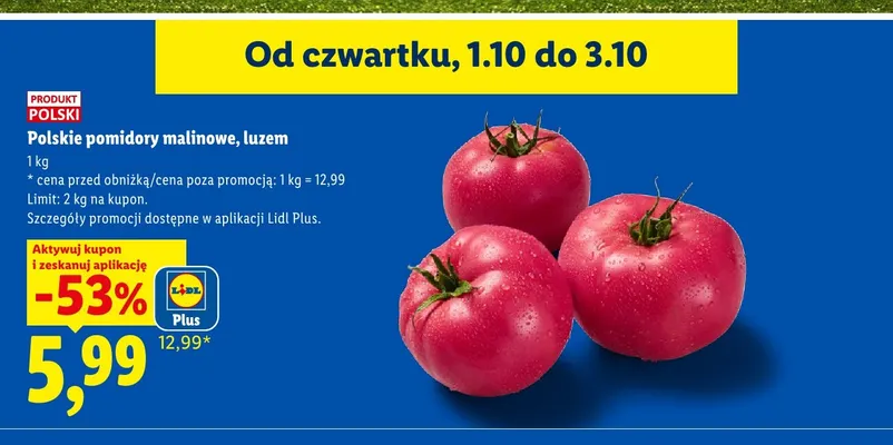 Polskie pomidory malinowe luzem promocja w Lidl