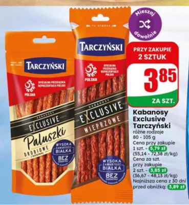 Kabanosy Exclusive Paluszki drobiowe Tarczyński promocja w Dino
