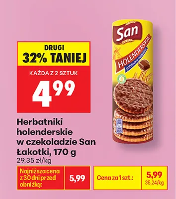 Herbatniki holenderskie w czekoladzie San Łakotki promocja w Biedronka