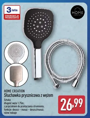 Słuchawka prysznicowa z wężem Home Creation promocja w Aldi