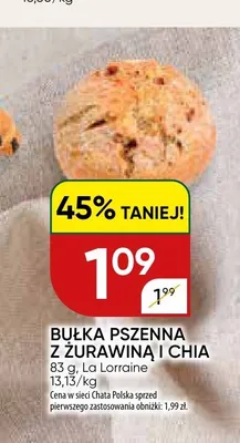 Bułka pszenna z żurawiną i chia La Lorraine promocja w Chata Polska