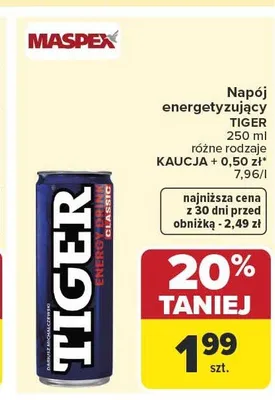Napój energetyzujący Tiger Classic promocja w Carrefour