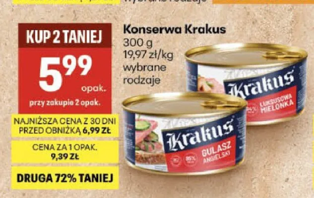 Konserwa Krakus luksusowa mielonka promocja w Delikatesy Centrum