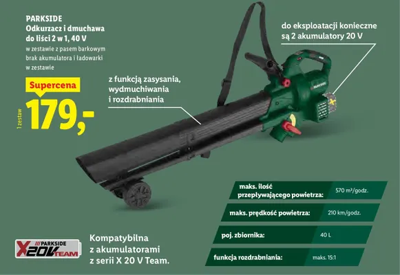 Odkurzacz i dmuchawa do liści 2 w 1, 40 V promocja w Lidl