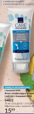 Krem zmiękczający zrogowacenia i odciski z kwasami AHA Avon Care Footworks promocja w AVON