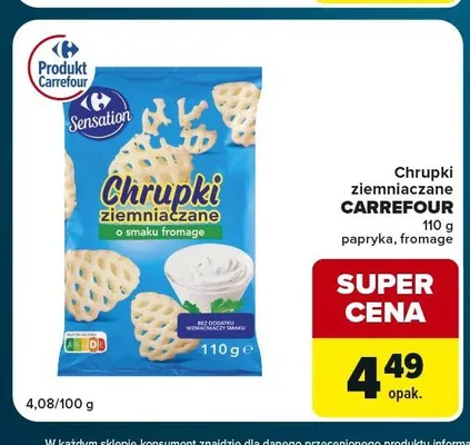 Chrupki ziemniaczane o smaku papryki Carrefour Sensation promocja w Globi