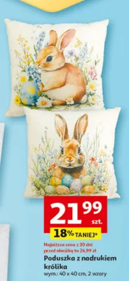 Poduszka z nadrukiem królika wym.: 40 x 40 cm, 2 wzory promocja w Auchan