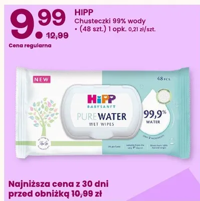 Chusteczki 99% wody Hipp promocja w Frisco