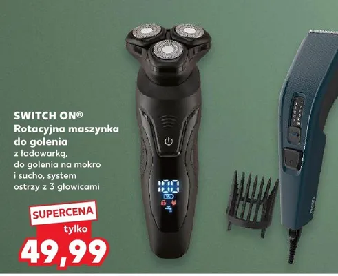Rotacyjna maszynka do golenia z ładowarką, do golenia na mokro i sucho, wytem ostrzy z 3 głowicami promocja w Kaufland