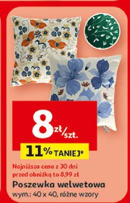 Poszewka welwetowa 40x40cm promocja w Auchan