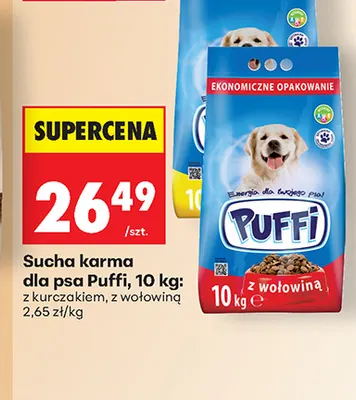 Sucha karma dla psa Puffi z kurczakiem promocja w Biedronka