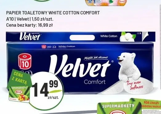 Papier toaletowy White Cotton Comfort Velvet 10-pak promocja w Sedal