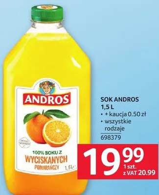 Sok Andros 1.5 l promocja w Selgros