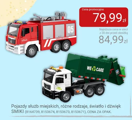 Pojazdy służb miejskich SMIKI promocja w Smyk