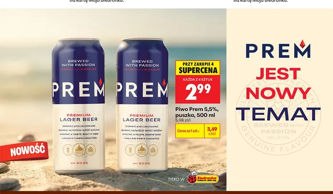 Piwo Prem Lager Beer promocja w Biedronka