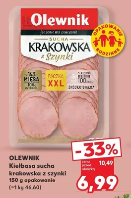 Kiełbasa sucha krakowska z szynki promocja w Kaufland