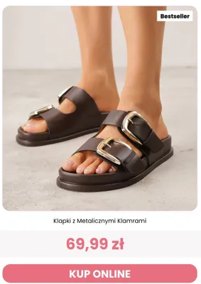 Klapki z metalicznymi klamrami Renee promocja w Renee